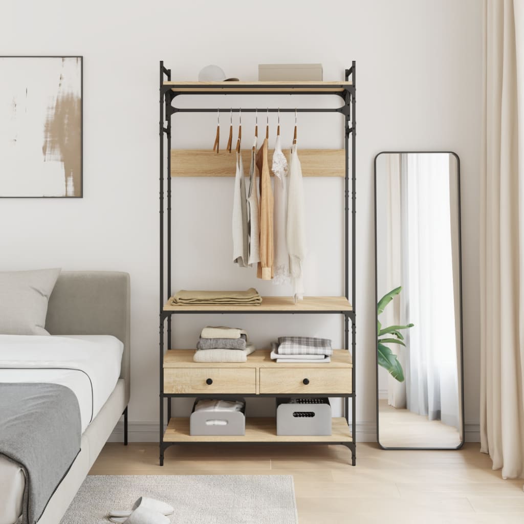 Clothes Rack with Drawers Sonoma Oak 89x39x184.5 cm