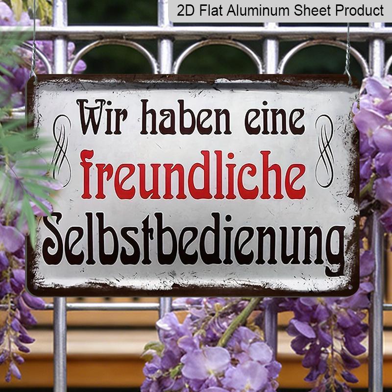 2D Flat German Sign "Wir Haben Eine Freundliche Selfservice" with Musical Notes, Size 8inch X 12inch, Perfect for Home Decor, Clubs and Outdoor