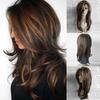 Long Natural Wave Wigs For Women Ombre Brown Blonde Mixed Color Heat Resistant Hair Synthetic Wig