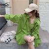 Loose All-Match Long-Sleeved Shoulder Shirt Woman Casual Elegant Fashion Green Loose Long Shirt