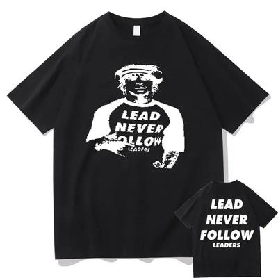 Рэпер Chief Keef Lead Never Follow Leaders Двусторонняя футболка с принтом Мужская винтажная футболка Мужская хип-хоп повседневная футболка большого размера