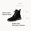 Fashion NEW Autumn Women Boots Sheep Suede Leather Shoes for Women Sqaure Toe Chunky Heel Shoes Lace-up Zipper Short Boots Daily Shoes