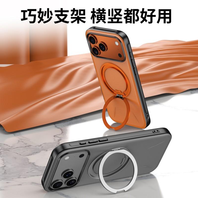 Чехол в стиле кожи для iPhone 17 Pro Max с вращающейся подставкой и магнитным креплением Серии 16 15