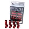 Durax Lightweight Aluminum Wheel Nuts Racing Nuts M12 P1.25 Through Nuts Long Type with Lock Nut 20 Piece Set [Red/Red]