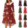 Рождественские платья с принтом для женщин, винтажное рождественское платье миди, повседневные платья, коктейльное платье, вечерние праздничные платья