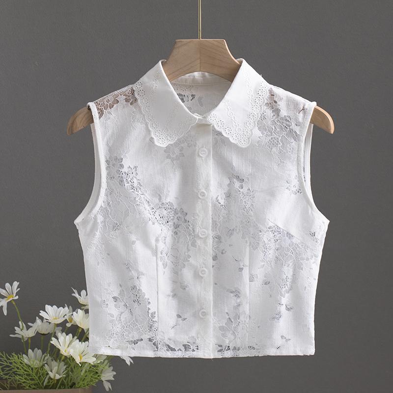 White Embroidery Fake Collar Women For Blouse Sweater Detachable Camisole Half Shirt False Collar Woman Lapel Vest Collars Decor