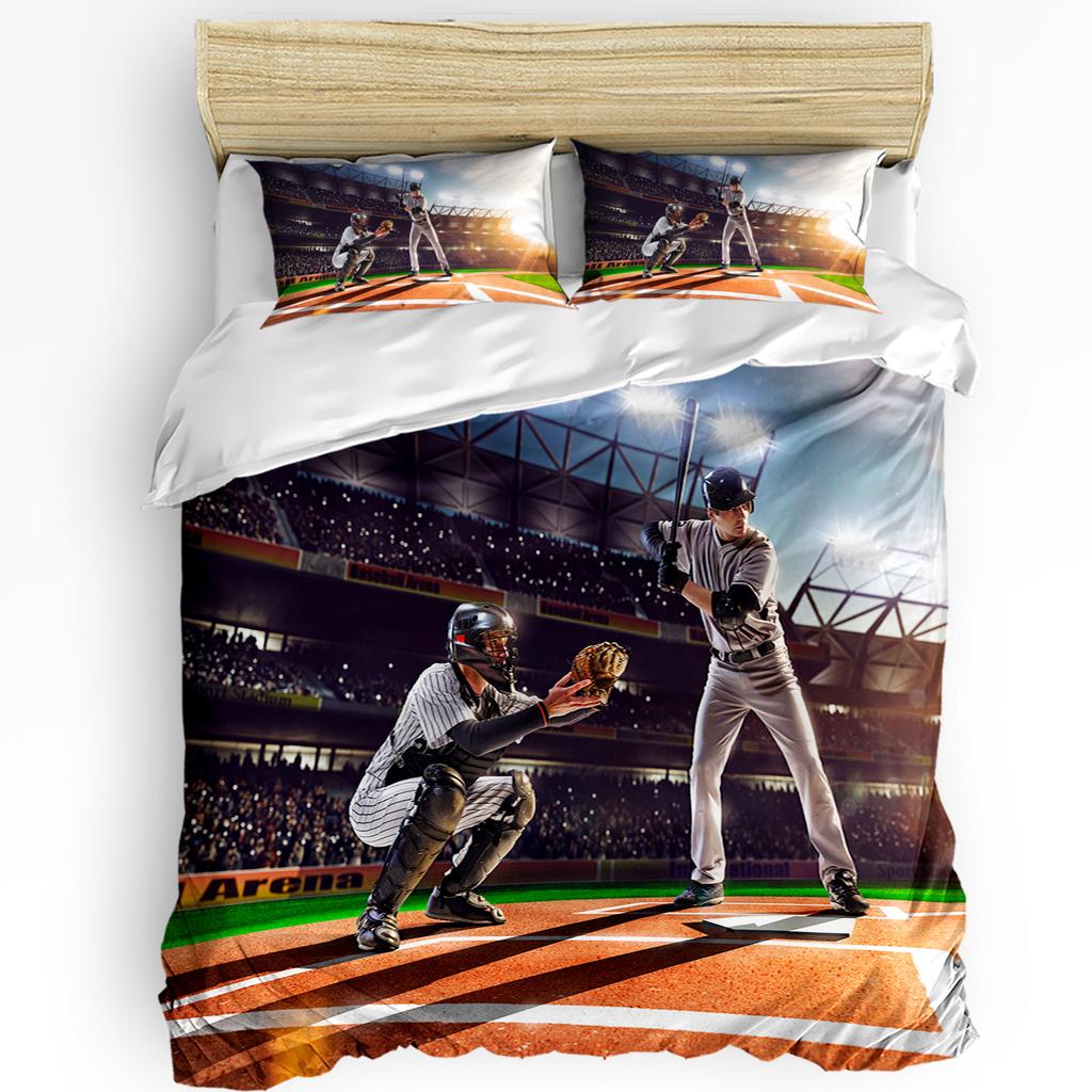 3Pcs Bedding Collection Ice Hockey Playing Field Home Textile Duvet Cover Pillow Case Boy Kid Teen Girl Bedding Covers Collection