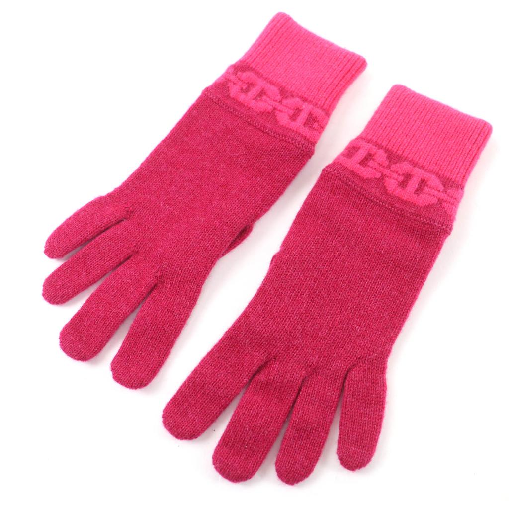 Excellent HERMES gloves Heaven Chaine d'Ancre motif knit gloves pink cashmere S Used