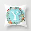 Blue Letter Pattern Throw Pillow Cover With Short Plush Print Living Room Sofa Decoration Cushion Cover Pillow Covers Decorative