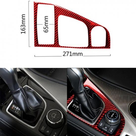 Red Carbon Fiber Gear Shift Panel Trim Cover Fit for Infiniti Q50 60 2014-19