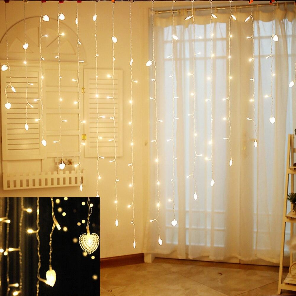 ABXMAS 2x1,5 м светодиодный занавес в форме сердца с вилкой европейского стандарта, сказочный свет, гирлянда для спальни, свадьбы, дома, декоративные праздничные огни, рождественские огни