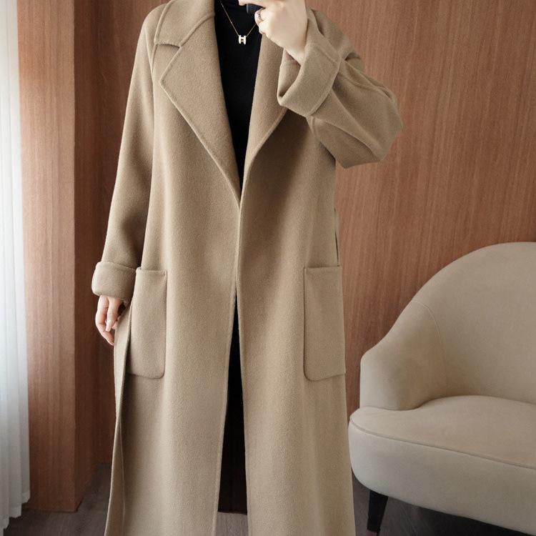 2024 осень-зима корейская версия новое пальто из 100% шерсти двухстороннее кашемировое пальто женское среднее и длинное утолщенное