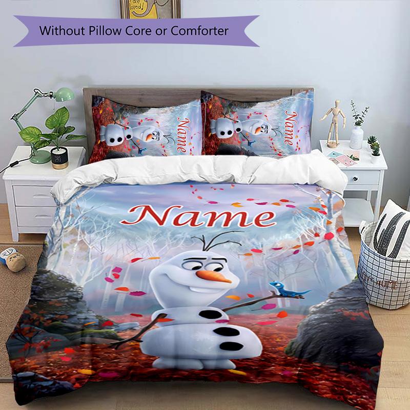 3pcs Frozen11 Cover Set - Personalized Name, HD Printed Bedding with 1 Cover and 2 Pillowcases - Perfect for Home Decor, Easy Care