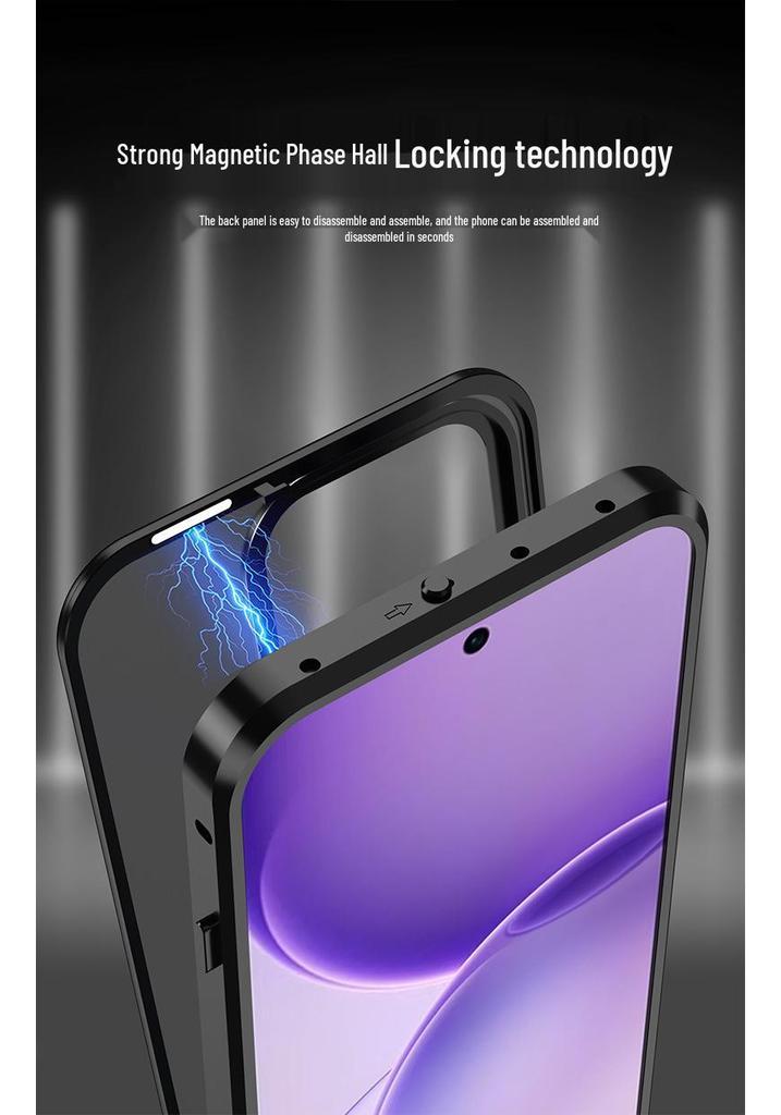 Совместимый металлический охлаждающий чехол Snap-On для Oppo Reno16 Pro - Матовая задняя панель с ощущением голого металла