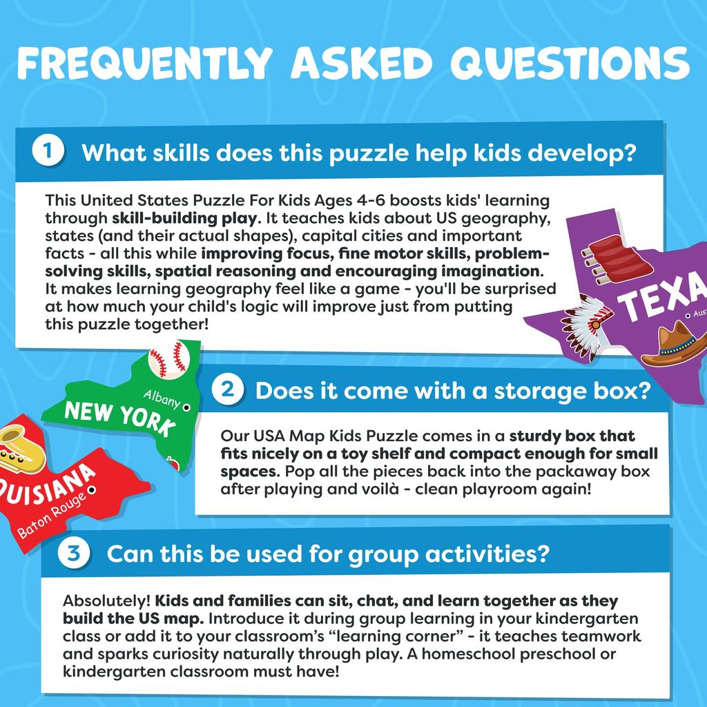 Momo Nashi America Puzzle for Kids Ages Educational Toy for Boys and Girls US Map Kids Puzzle with 50 States and Capitals Floor Jigsaw Puzzle for Kids