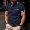 Slim Fit Men's Short Sleeve Polo Shirt with Pocket, Casual Daily Wear Top