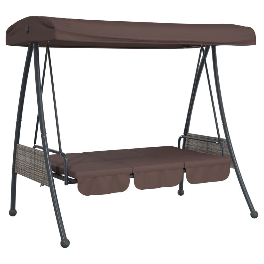 Hollywood Swing with Adjustable Canopy Coffee Brown Steel