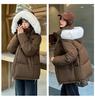 Осенне-зимняя женская однотонная меховая куртка с капюшоном, свободная, короткая, модная, утолщенная, теплая, ветрозащитная куртка, 7 цветов
