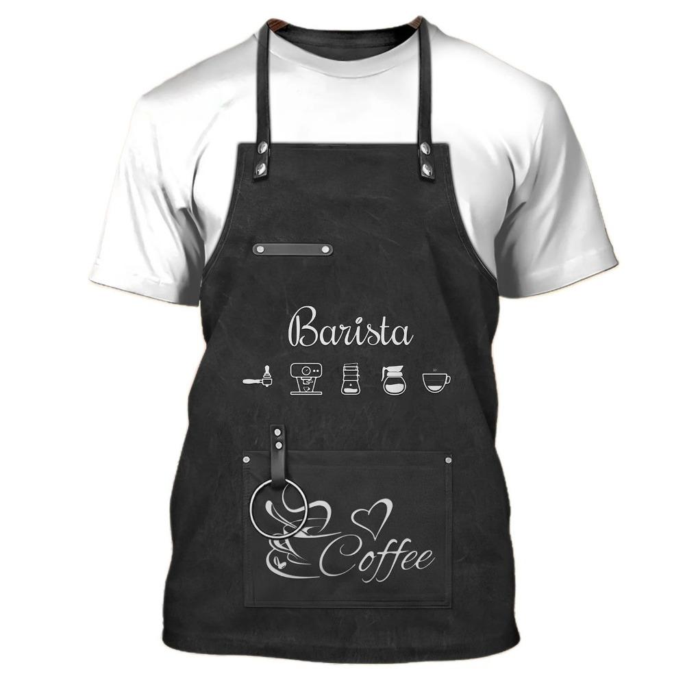 Летняя мужская новая футболка с принтом бариста 3D, модная повседневная униформа с круглым вырезом и коротким рукавом, свободный спортивный топ больших размеров