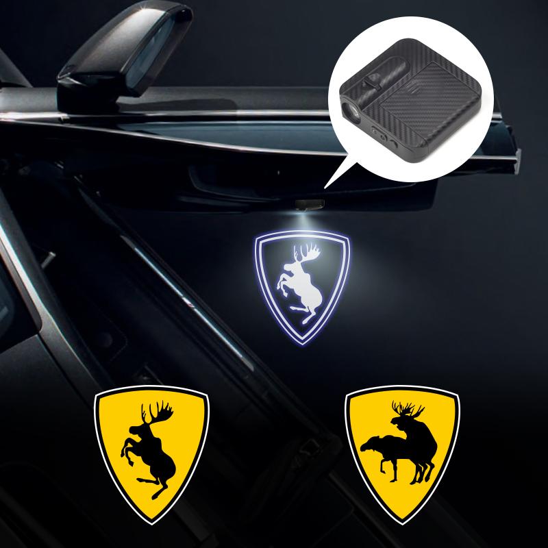 2Pcs LED Prancing Moose Emblem Car Door Light Welcome Lamp Wireless Projector For B3 B4 B5 XC90 XC60 S60 XC40 S40 Volvo