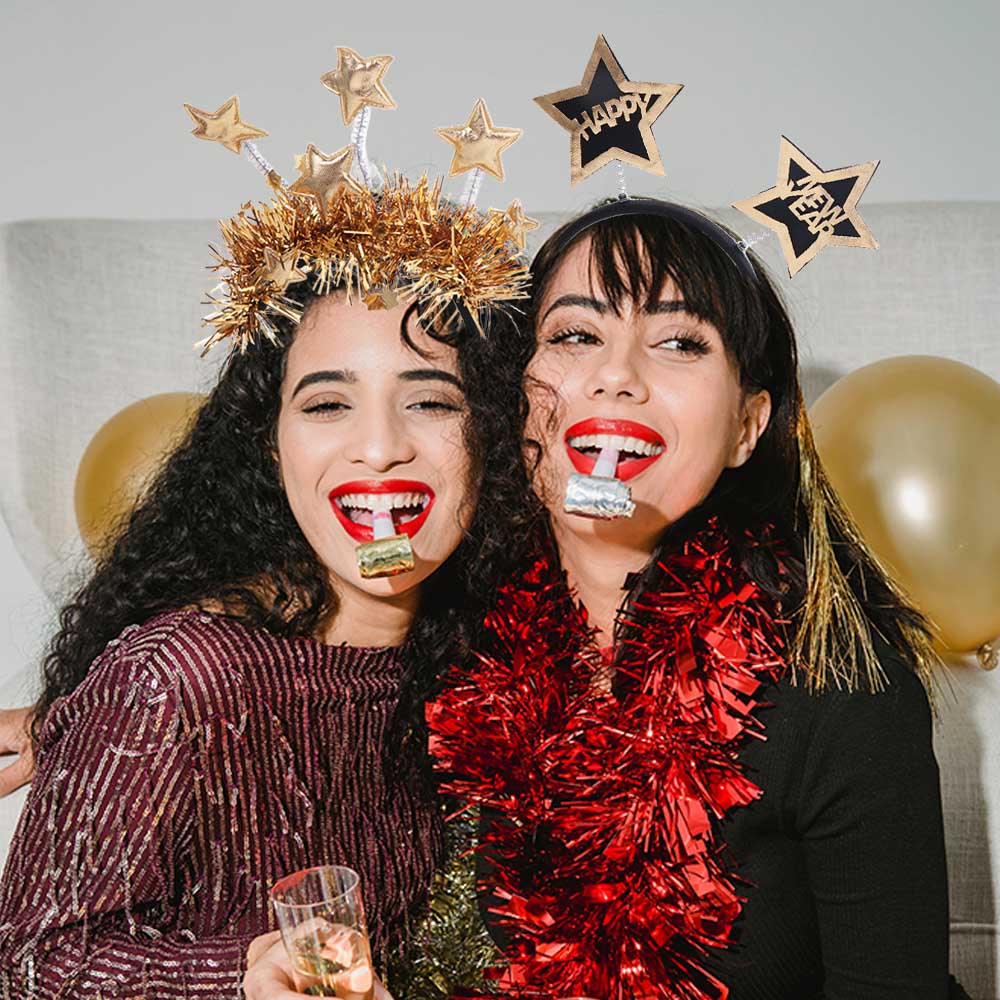 Gold Silver Happy New Year Headband Glitter Party Photo Props  Party Supplies