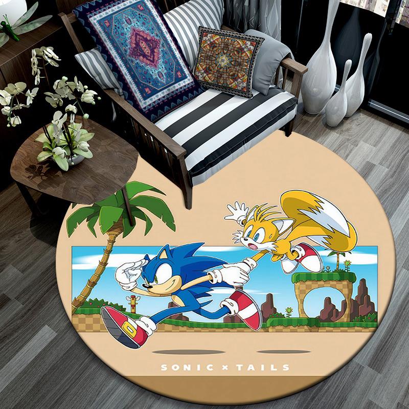 Sonic the Hedgehog,Round Area Rug,Carpet Rug for Living Room Bedroom Sofa Playroom Decor,Non-slip Floor Mat