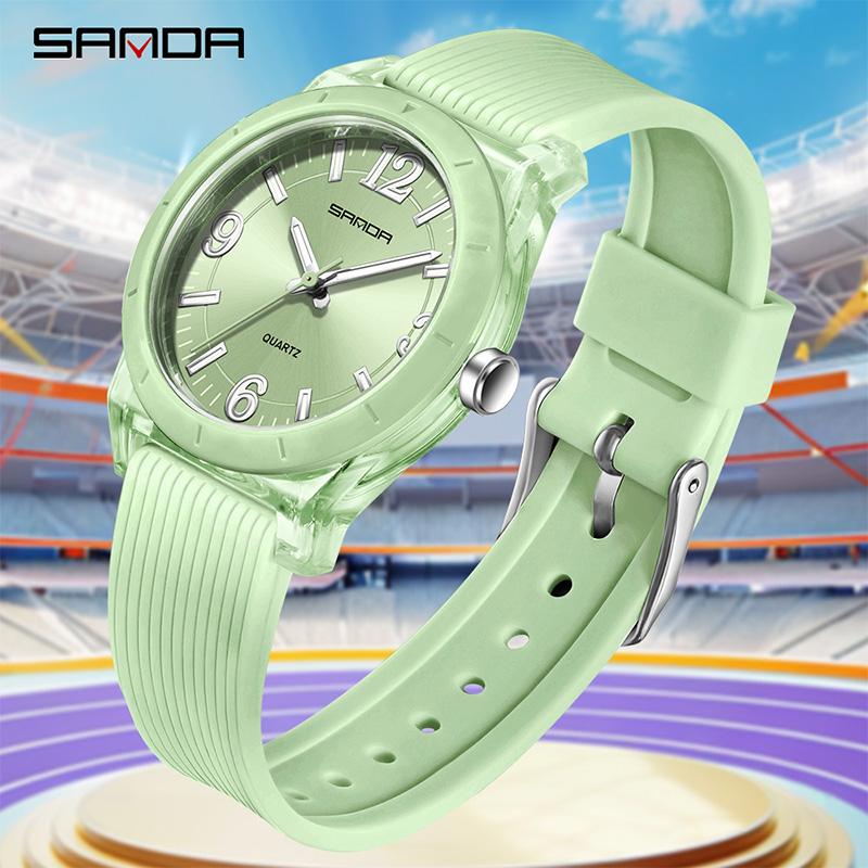 SANDA 6277 Case Children's Quartz Watch Waterproof Night Light Leisure Student Quartz Watch Top Brand Transparent