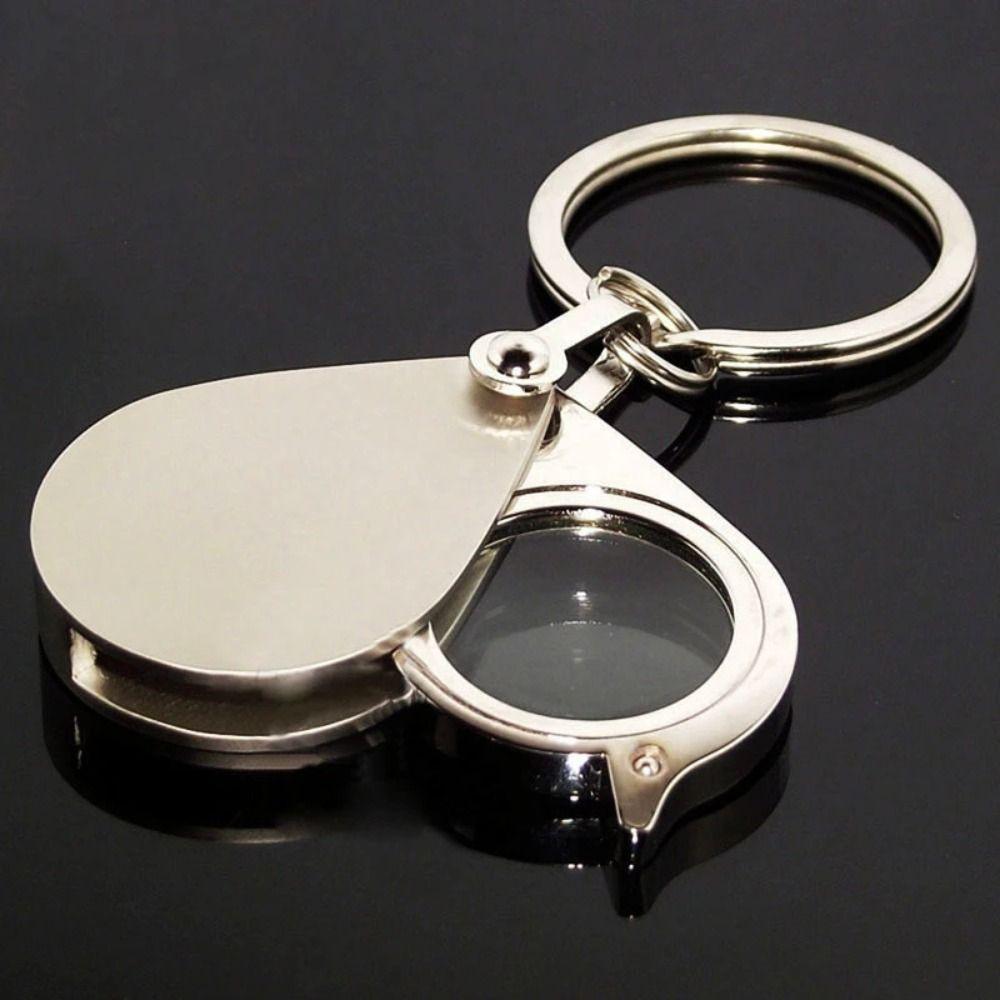 Zinc Zinc Zinc Alloy 10X Folding Key Ring Magnifier With Chain Jewelry Loupe Handle Magnifying Glasses Daily