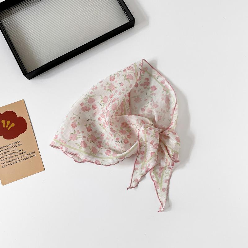 Summer Thin Floral Print Neck Scarf For Neck Decoration And Protection
