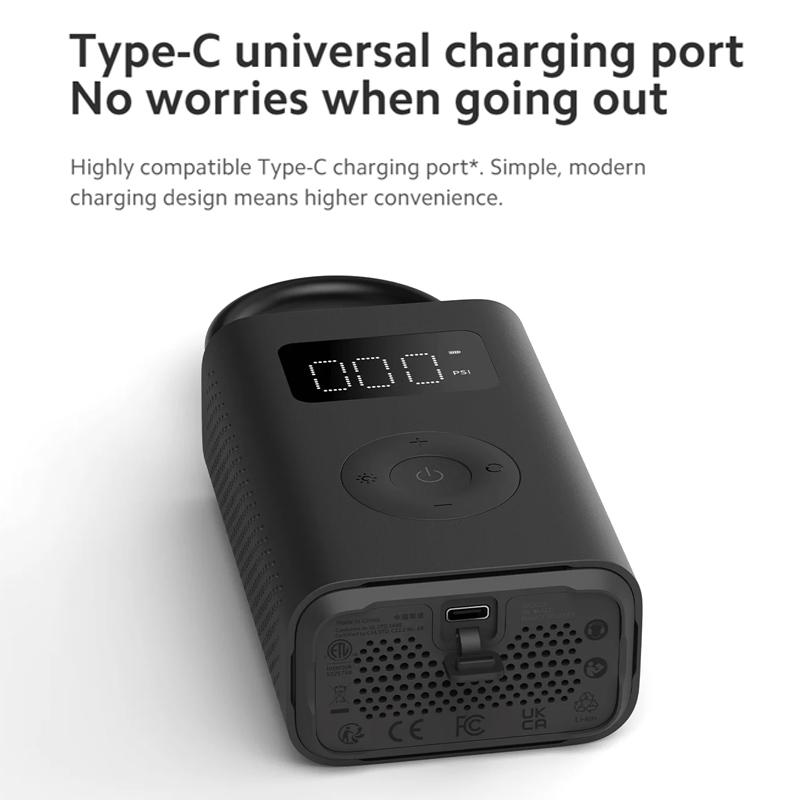 Xiaomi Мини-портативный воздушный насос 2 Электрический воздушный компрессор Mijia Treasure Type-C, многофункциональный насос, цифровой датчик давления в шинах