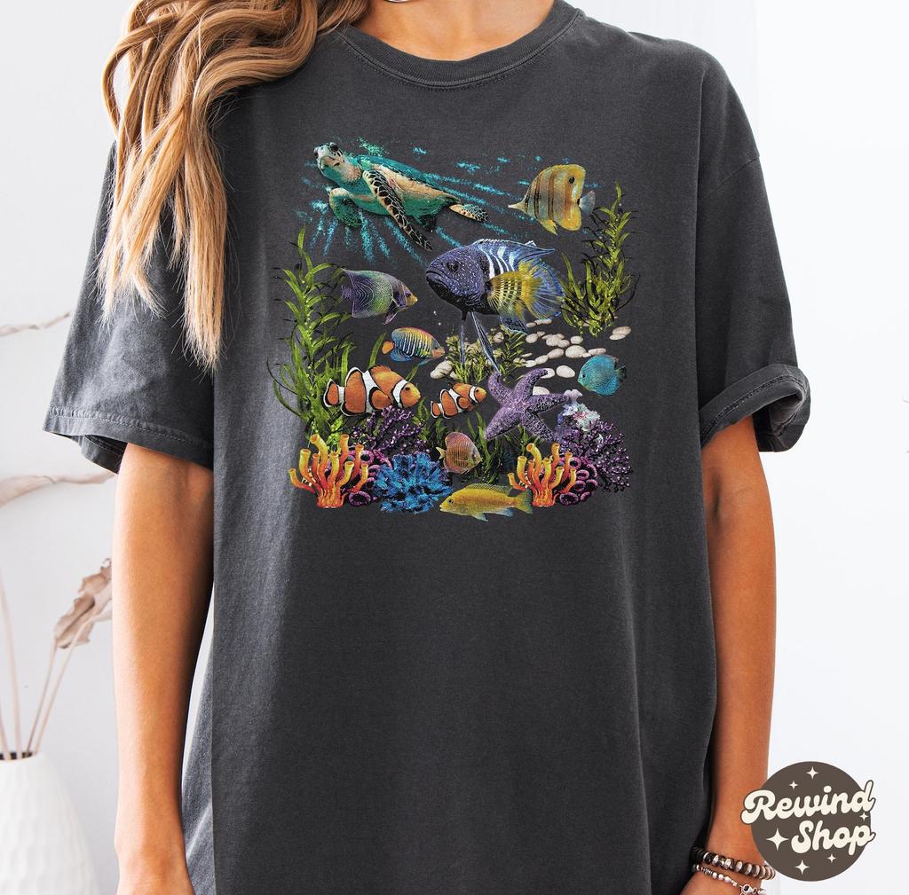 Tropical Fish Scuba Diving Shirt, Comfort Colors Ocean Life Tee, Vintage Aquarium Top
