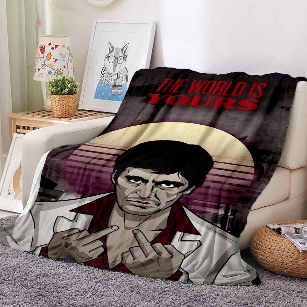 Scarface Artwork Flannel Blanket Throw Blanket Soft Warm Sofa Bed Camping Home Decor Unique Christmas Gift C921199
