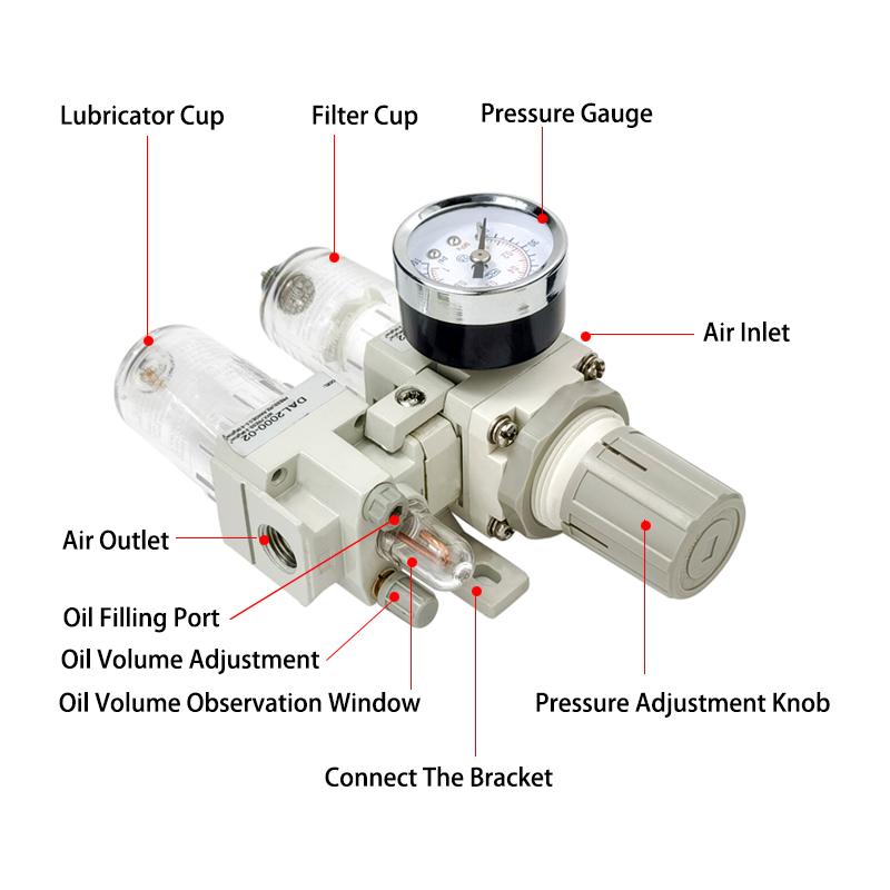 AC2010-02 Compressor Filter Manual Drainage Supply Air Filters Pump Moisture Pneumatic Pressure Regulator Oil Separator