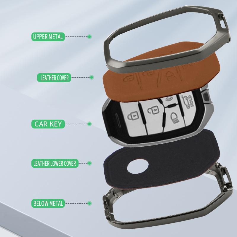 Натуральная кожаная крышка для ключа SsangYong Korando/Rexton, пряжка из сплава