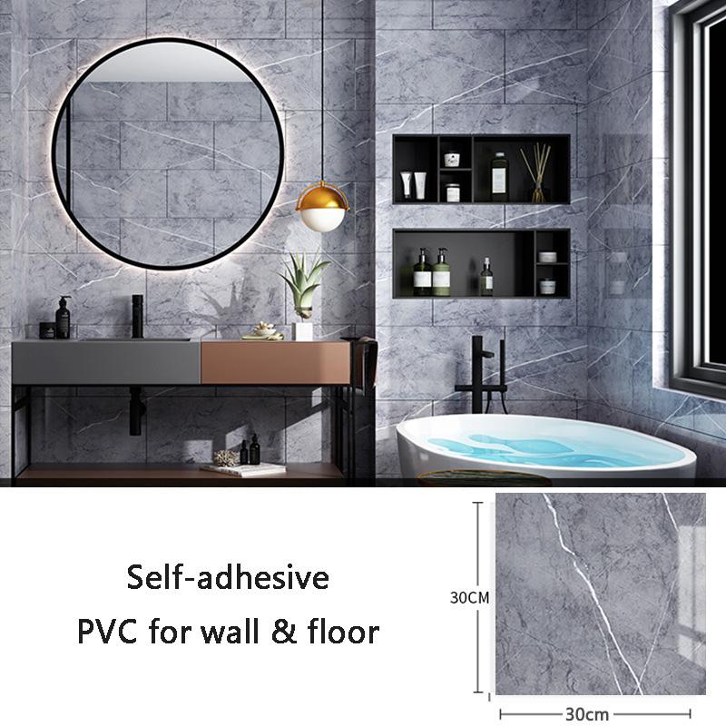 Self-adhesive Imitation Marble Wall Stickers 30x30cm PVC Floor Stickers Waterproof Bathroom Living Room Kitchen Decoration Decal