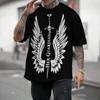 Men's T-Shirt With Wing Pattern Printed T-Shirt Casual Short Sleeved T-Shirts Oversized Men Clothing Tops Outdoor Street Clothes
