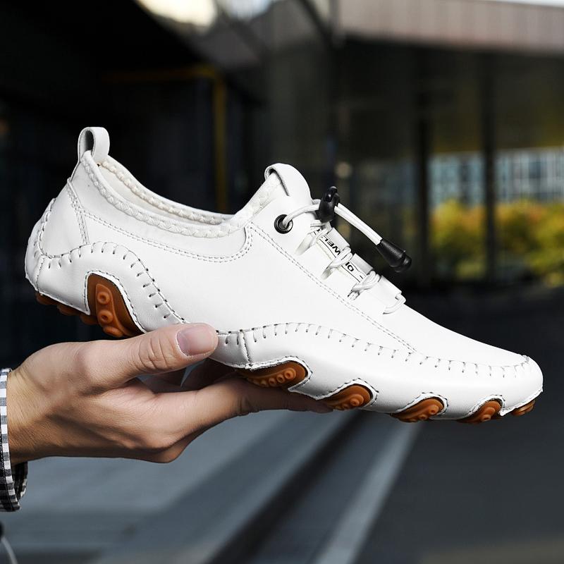 Fashion Men's Casual Sneakers Cow Leather New Driviers Outdoor Shoes Men Loafers Vintage Slip On Designer Flats Leisure Big Size 38-47