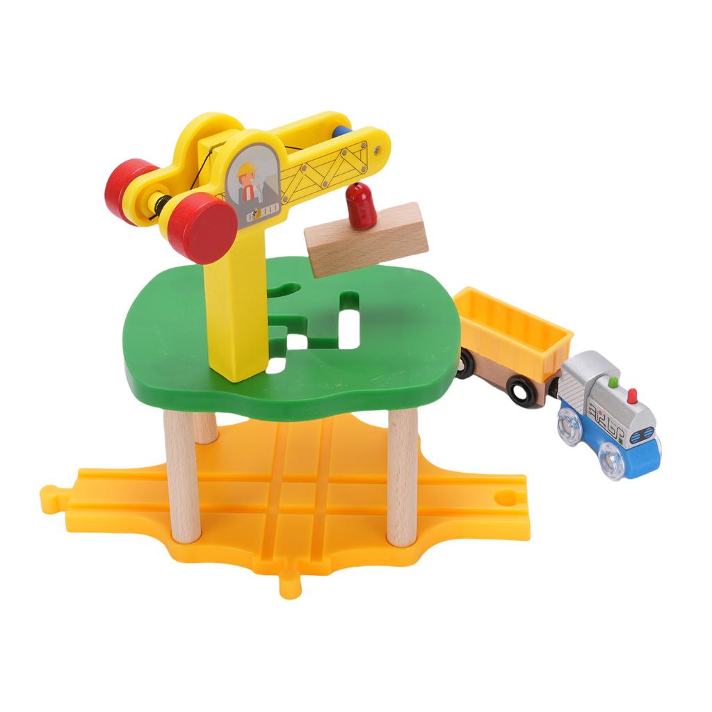 Деревянная железная дорога Игрушки Аксессуары Деревянный кран Игрушечная железная дорога Строительный набор железнодорожных путей для детей