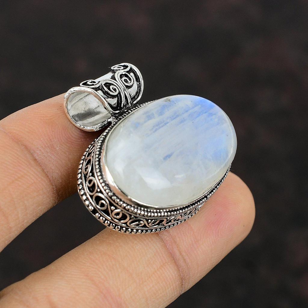 Rainbow Moonstone Pendant Handmade Amazing Pendant 925 Sterling Silver Pendant Vintage Jewelry Very Pretty Gemstone Pendant Jewelry For Gift