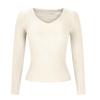 Women's Fashion V-Neck Slim Sweater Long Sleeve Pullover Solid Colour Top