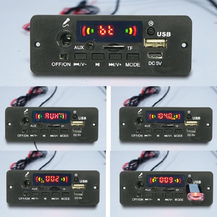 Плата декодеров Беспроводной автомобильный MP3-плеер с Bluetooth-совместимостью 5.0 Модуль записи USB Поддержка USB TF-карты AUX FM-радио
