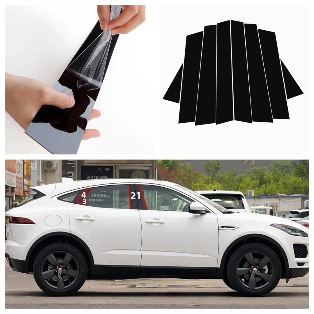 For Jaguar F-Pace XE XFL XJ 2010-2024 8pcs Window Trim Covers Center Film Column B C Pillar Posts Sticker Car Accessories nvhs3