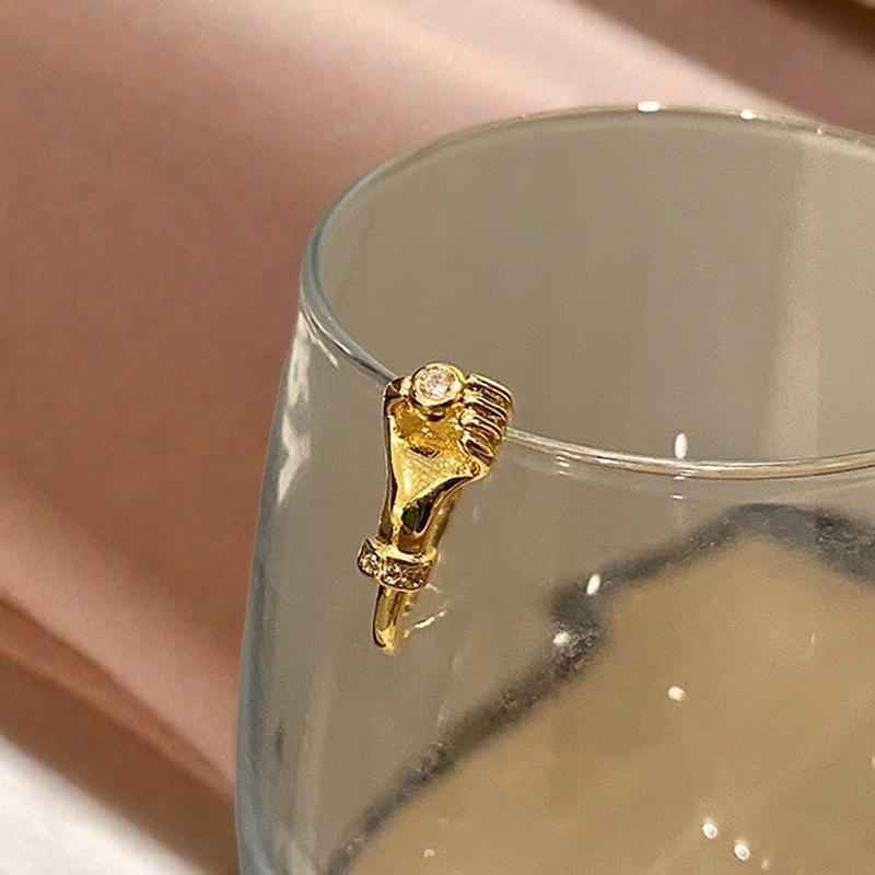 Простое кольцо с открытым концом, держащееся за руки, нишевое, высококлассное, обнимающее руки, парное