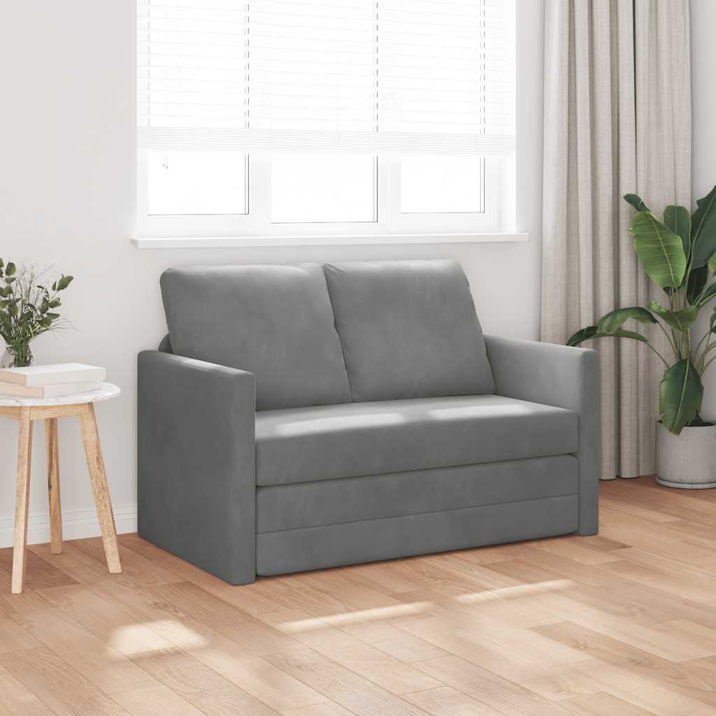 Floor Sofa with Sleeping Function Dark Gray 122x204x55 cm Velvet