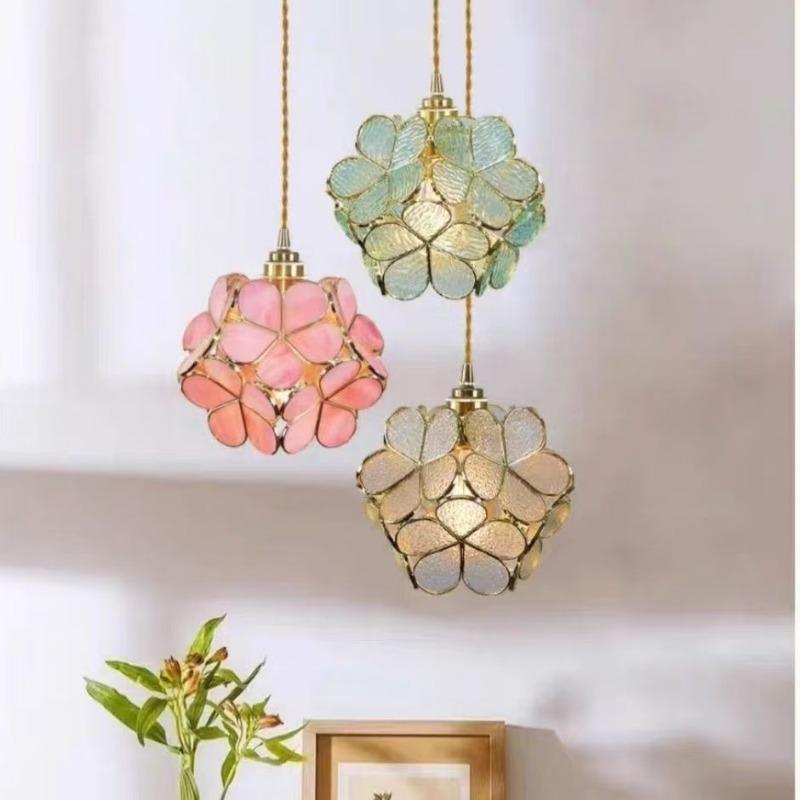 Стеклянные подвесные светильники Светодиодный потолочный светильник Домашний декор Люстра Подвесной цветочный фонарь Подвесные люстры Светильник кухонный остров
