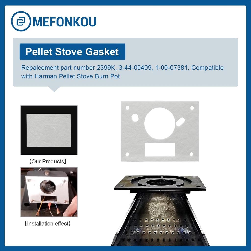 Прокладка для пеллетной печи, совместимая сreplacement-ом топки Harman 2399K, 3-44-00409, 1-00-07381 (2 шт./упак.)