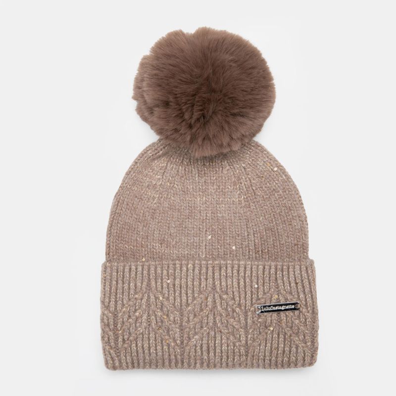 Вязаная шапка с эффектом ангоры с помпоном из искусственного меха Женская LULU CASTAGNETTE