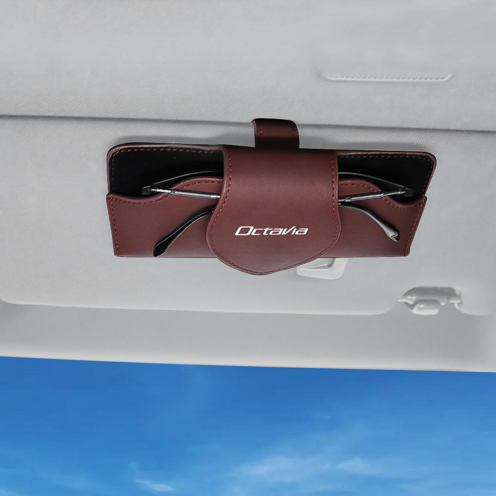 Car Glasses Frame Sun Visor Sunglasses Storage Fastener Holder For Skoda S Octavia 2 3 Fabia A7 Rapid Superb Kamiq Kodiaq VII