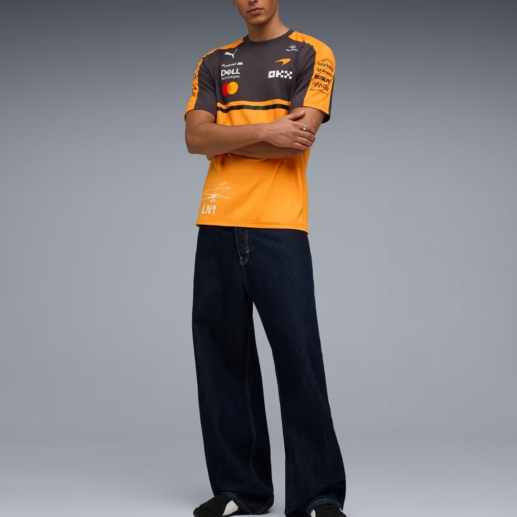 Puma X McLaren Реплика Гонки Норрис Вязаная футболка с круглым вырезом с коротким рукавом Мужские топы 713953-01