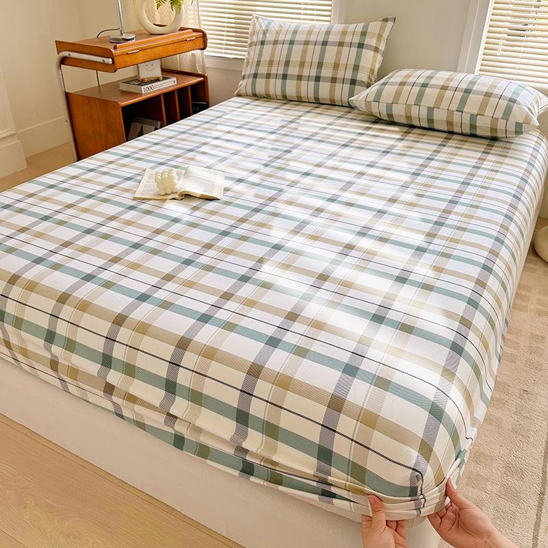 Простыня в клетку, эластичная простыня на резинке, напечатанный чехол для кровати, мягкий защитный чехол для матраса, drap de lit (Наволочка Нужен заказ)